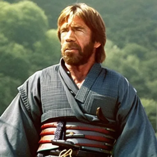 Image similar to an film still of chuck norris as samurai