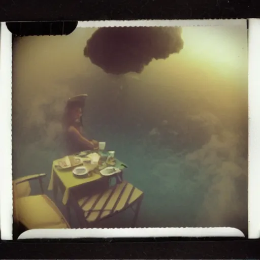 Image similar to underwater smoke tea party on the moon photo polaroid