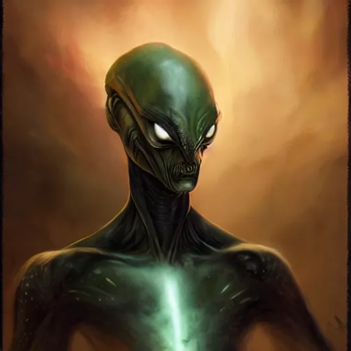 Image similar to generic alien being by raymond swanland, highly detailed