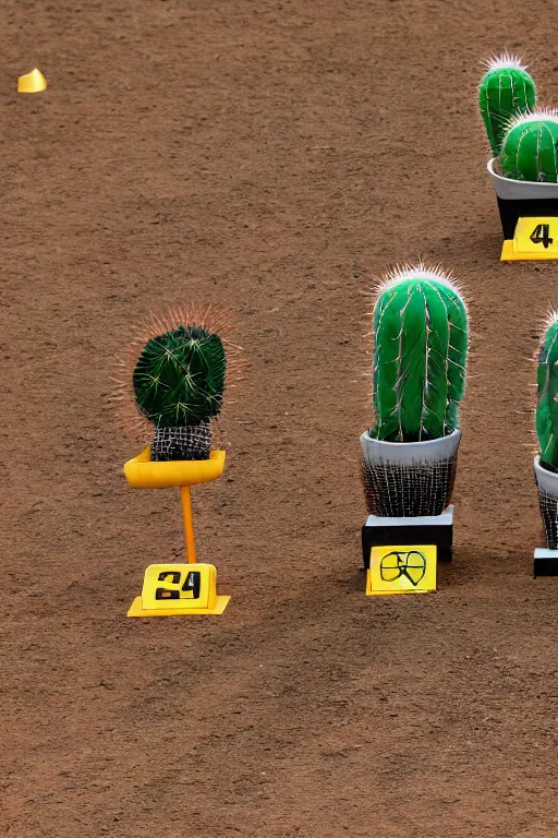 Prompt: photo two cacti at the track and field competition won the gold medal, photorealistic, realistic, detailed, hyperrealistic, 8 k, hdr, 8 k resolution, lossless quality, high resolution, high quality