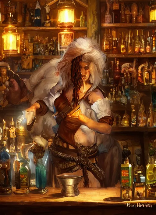 Image similar to barkeep in a tavern, ultra detailed fantasy, dndbeyond, bright, colourful, realistic, dnd character portrait, full body, pathfinder, pinterest, art by ralph horsley, dnd, rpg, lotr game design fanart by concept art, behance hd, artstation, deviantart, hdr render in unreal engine 5