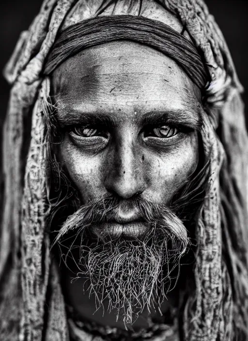 Image similar to Award winning Editorial photo of a Early-medieval Native Liechtensteiners with incredible hair and beautiful hyper-detailed eyes wearing traditional garb by Lee Jeffries, 85mm ND 5, perfect lighting, gelatin silver process