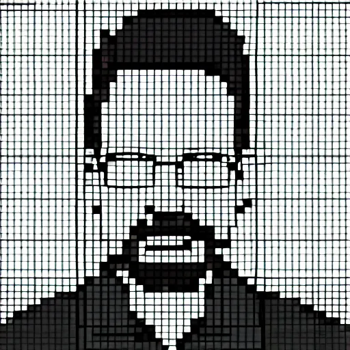 Image similar to walter white, 16 bit, color by number, grid