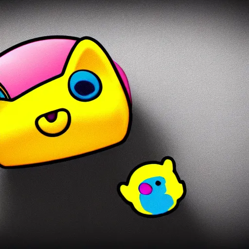 Image similar to stylized posterized 3 d render of tamagotchi with mametchi in a lonely void