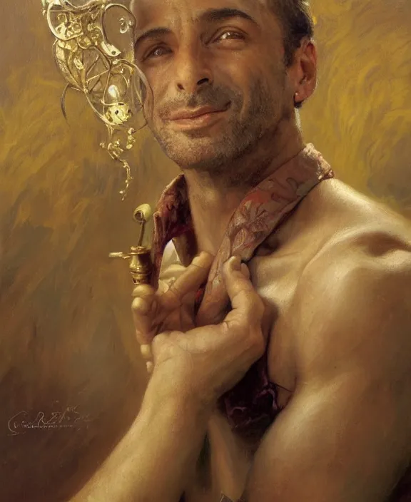 Prompt: portrait of eros ramazzotti, joyful, highly detailed painting by gaston bussiere, craig mullins, j. c. leyendecker 8 k,