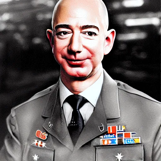 Image similar to jeff bezos as a world war ii propaganda poster