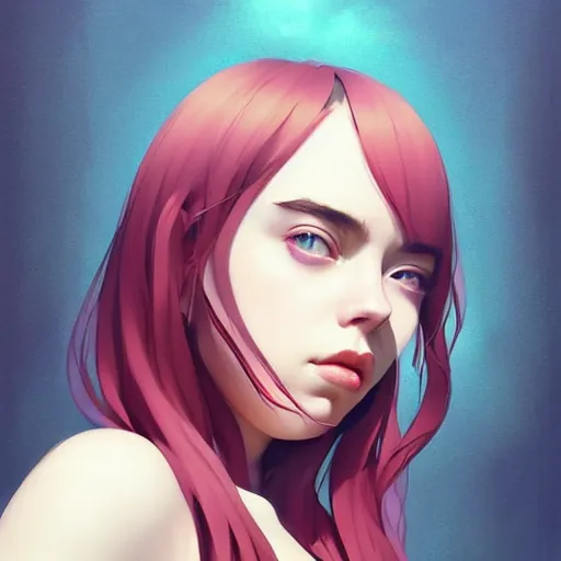 Image similar to a beautiful billie eilish christina hendricks alluring instagram model in latex tank top, by guweiz and wlop and ilya kuvshinov and artgerm and makoto shinkai and studio ghibli, symmetrical eyes, aesthetic, gorgeous, stunning, alluring, attractive, artstation, deviantart, pinterest, digital art