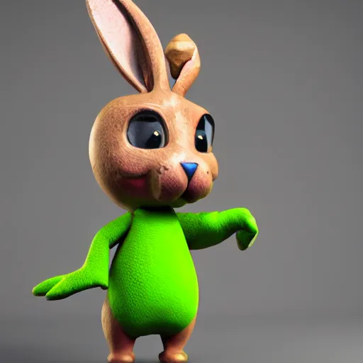 Prompt: a cute fluffy rabbit holding a flint knife slices through water, zbrush keyshot render, alebrijes aesthetic. rubberhose animation character style, toon render keyshot