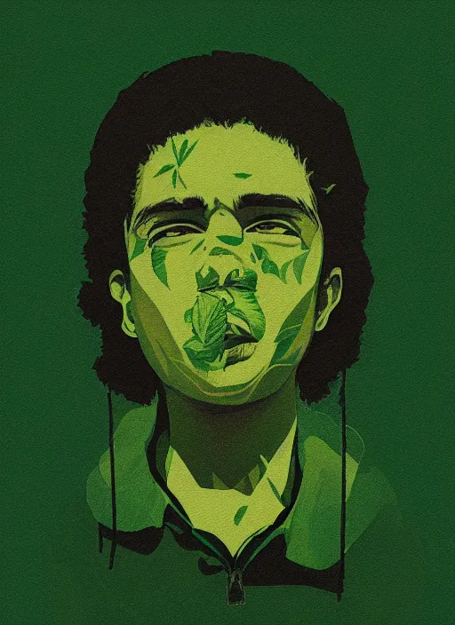 Image similar to marijuana profile picture by sachin teng x supreme, marijuana, organic painting, asymmetrical, green, marijuana smoke, matte paint, hard edges, energetic