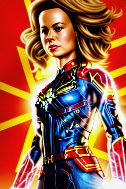 Image similar to young gorgeous Kate Beckinsale as Captain Marvel high quality digital painting in the style of James Jean