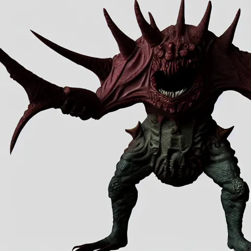 Prompt: of 3 d render, realistic, skin details, an evil beholder creature from d & d