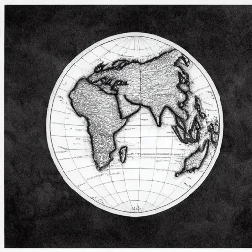 Image similar to world map globe drawing, pencil arts