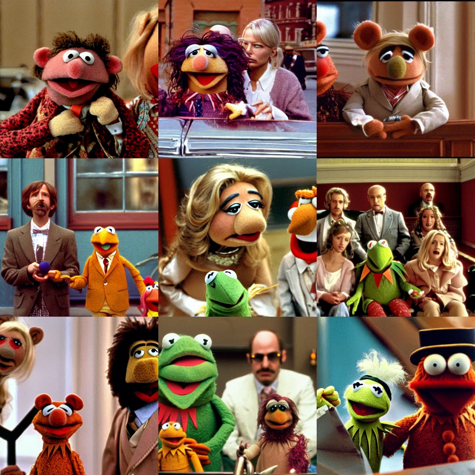Prompt: film still of the muppets in the royal tenenbaums ( 2 0 0 1 ), photograph, photography, detailed