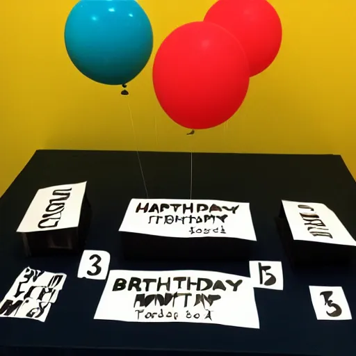 Prompt: birthday decorations in the style of saul bass