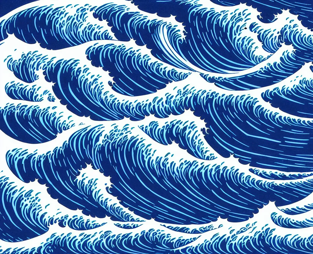 Image similar to pipeline breaking waves, halls of space by ben wanat ; ultra - realistic 3 d depth shading ; third reef pipeline by katsushika hokusai