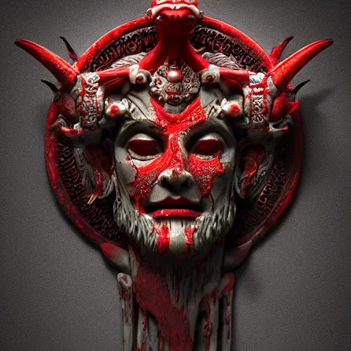 Prompt: the god of the dead, octane render, red, ornate