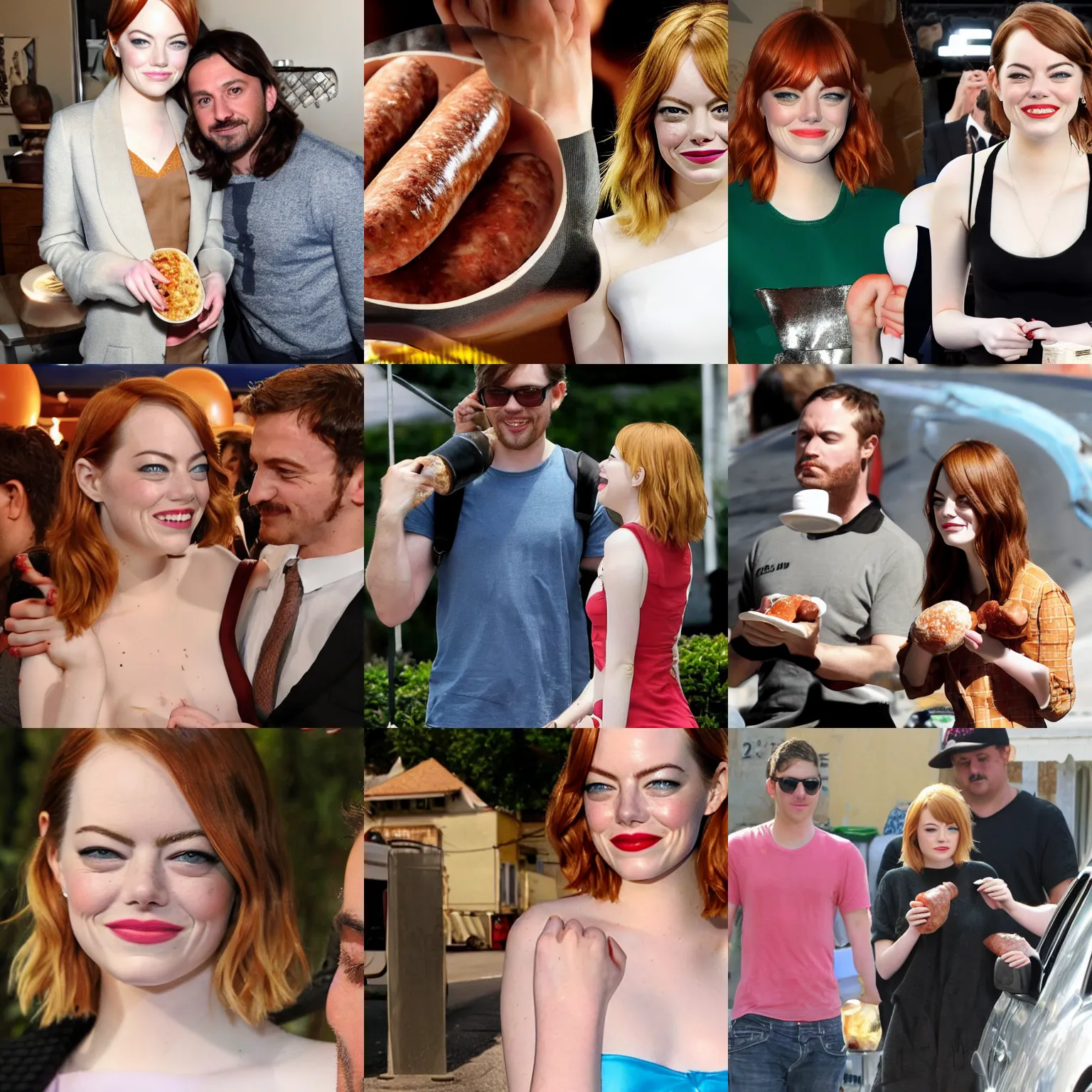 Prompt: Emma Stone and big italian sausage