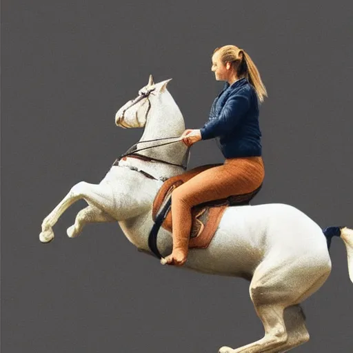 Prompt: a cat riding on a horses back, photorealistic art, high definition