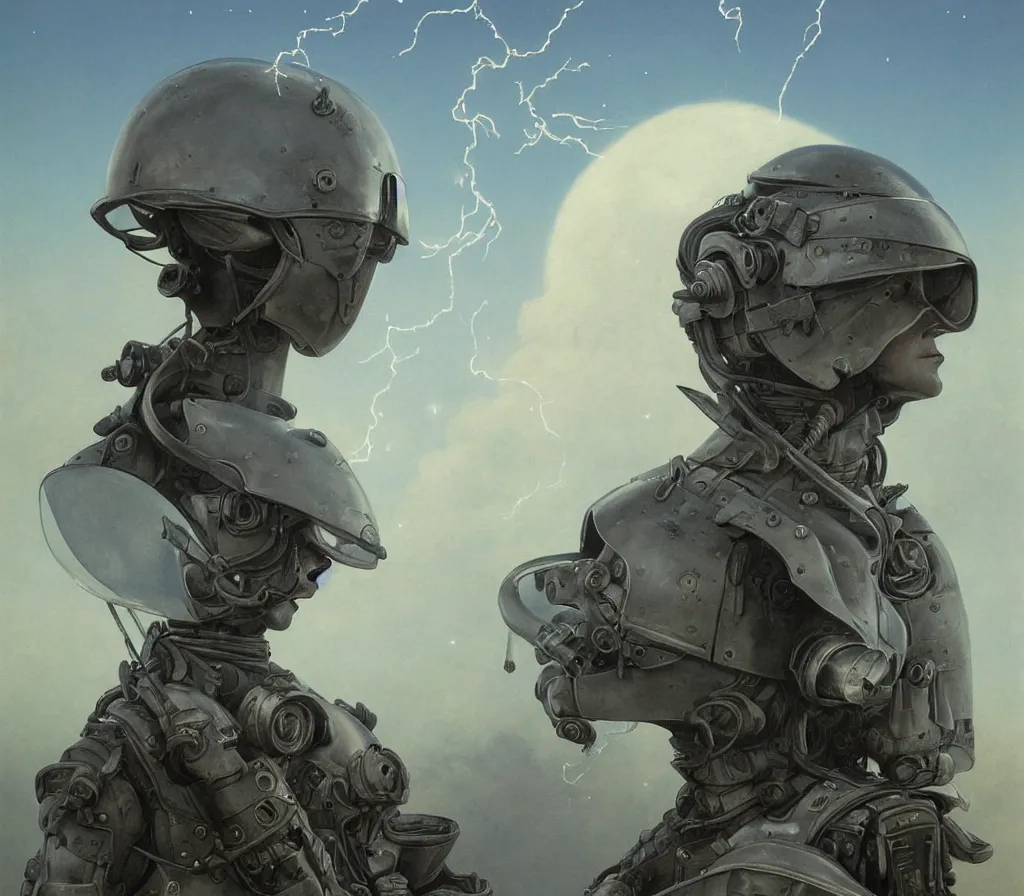 Prompt: a detailed portrait painting of closeup emma watson in combat armour and visor. Smoke. cinematic sci-fi poster. Cloth and metal. Flight suit, accurate anatomy portrait symmetrical, plague doctor. science fiction theme with lightning, aurora lighting clouds and stars. Futurism by beksinski carl spitzweg moebius and tuomas korpi. baroque elements. baroque element. intricate artwork by caravaggio. Oil painting. Trending on artstation. 8k