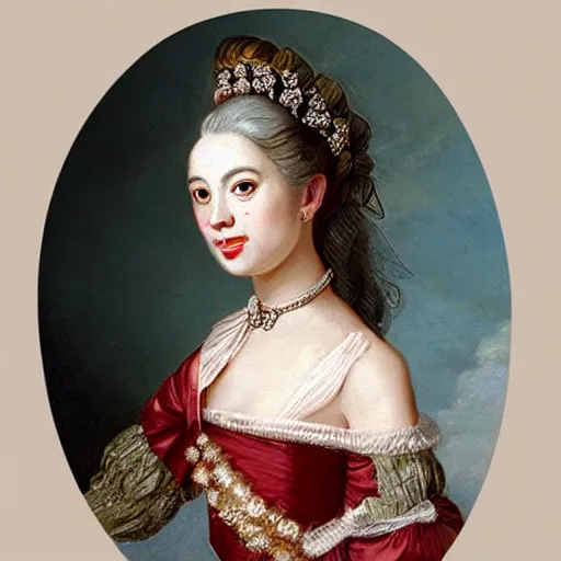 Image similar to a feminine 1 7 0 0 s portrait of kim petras as a french queen, artstation, fineartamerica