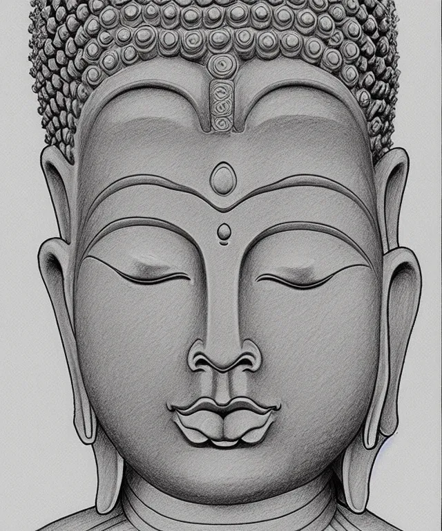 Image similar to buddha high details, masterpiece pencil sketch by mœbius