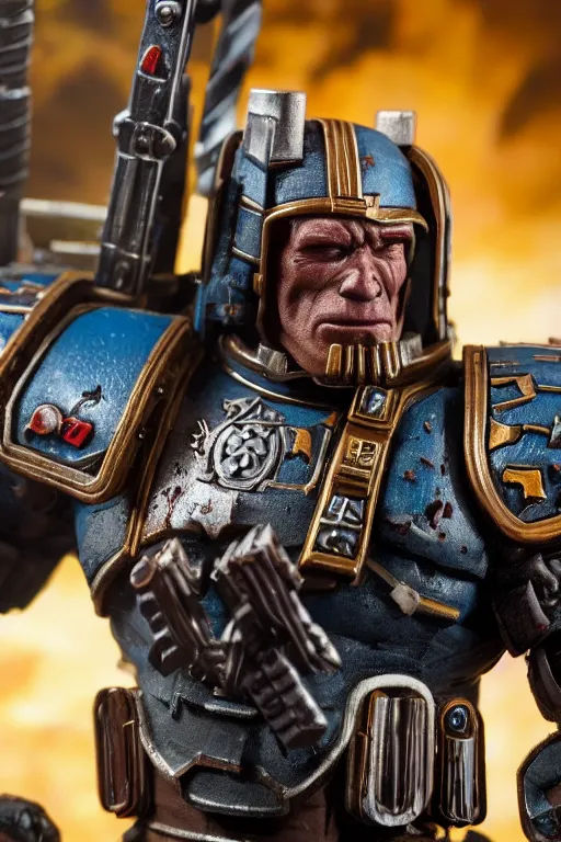 Image similar to arnold schwarzenegger Warhammer 40k Figure, studio photograph, diorama, games workshop, artstation, pinterest, 8k, sigma 75mm