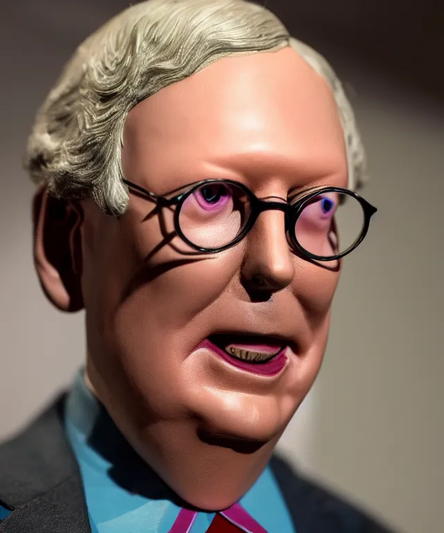 Image similar to photo of a melting wax figure of mitch mcconnell