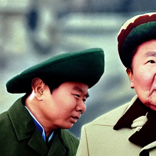 Image similar to filmstill of Kim Jong-il wearing a chapka in the role of Doctor Zhivago by David Lean, 1965, cinemascope, Eastman Color Negative 50T 5251 Neg. Film, epic romance