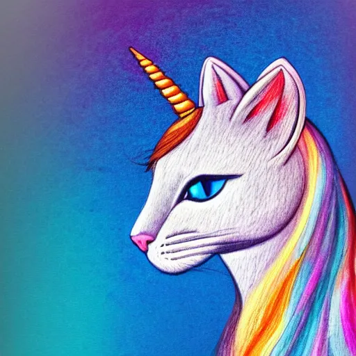 Image similar to portrait of cat unicorn, 5 0 mm soft room lighting