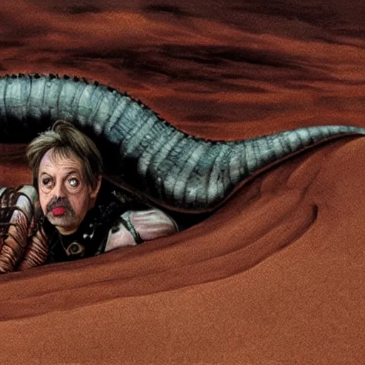 Prompt: Steve buscemi as a sandworm from Dune