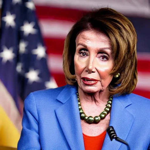 Prompt: nancy pelosi working at hooters