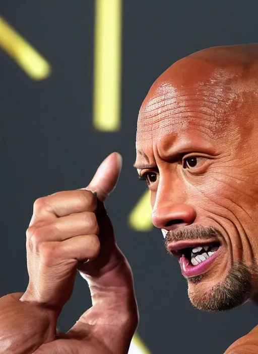 Image similar to a photograph of Dwayne Johnson ripping his own head off