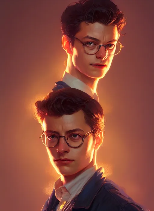 Image similar to portrait of peter parker, intricate, elegant, glowing lights, highly detailed, digital painting, artstation, concept art, smooth, sharp focus, illustration, art by wlop, mars ravelo and greg rutkowski