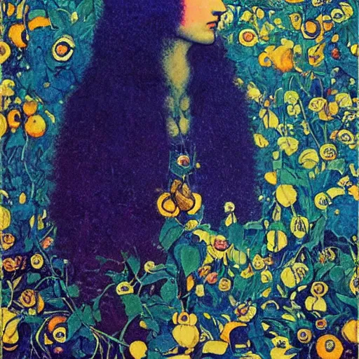 Image similar to A beautiful installation art. It has no visible auditory organs, just eyes, human eyes, hundreds of them, in the ends of stalks that radiate from its body like some exotic fruit. midnight blue by Edwin Austin Abbey kaleidoscopic