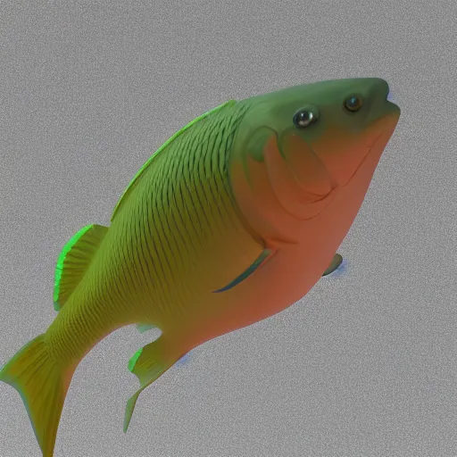 Image similar to 3D rendered aesthetic fish, chromatic material, translucent, high details, 8k, sharp, realistic