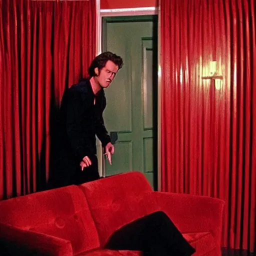 Image similar to dirty harry in the red room in twin peaks