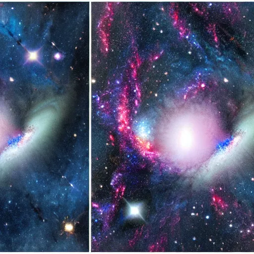 Image similar to an extremely detailed picture of two merged galaxies, photorealism, fine details,