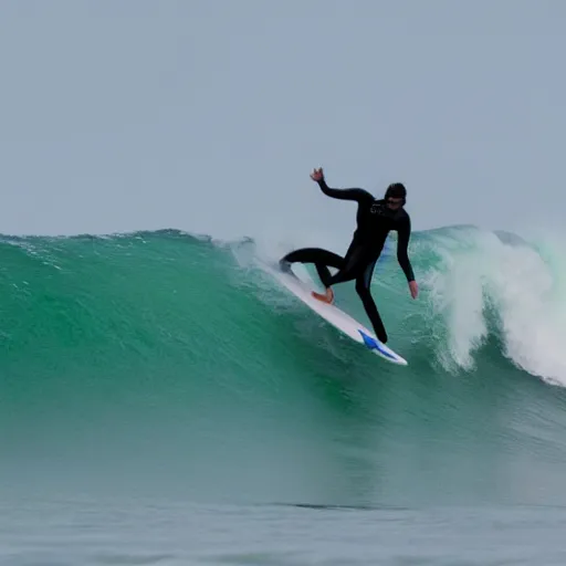 Image similar to 2 person surfing on wave made of cosmic dust