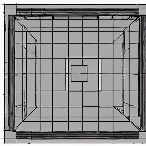 Image similar to blueprint of a 6 by 8 foot room with a window in the middle of the 8 foot wall