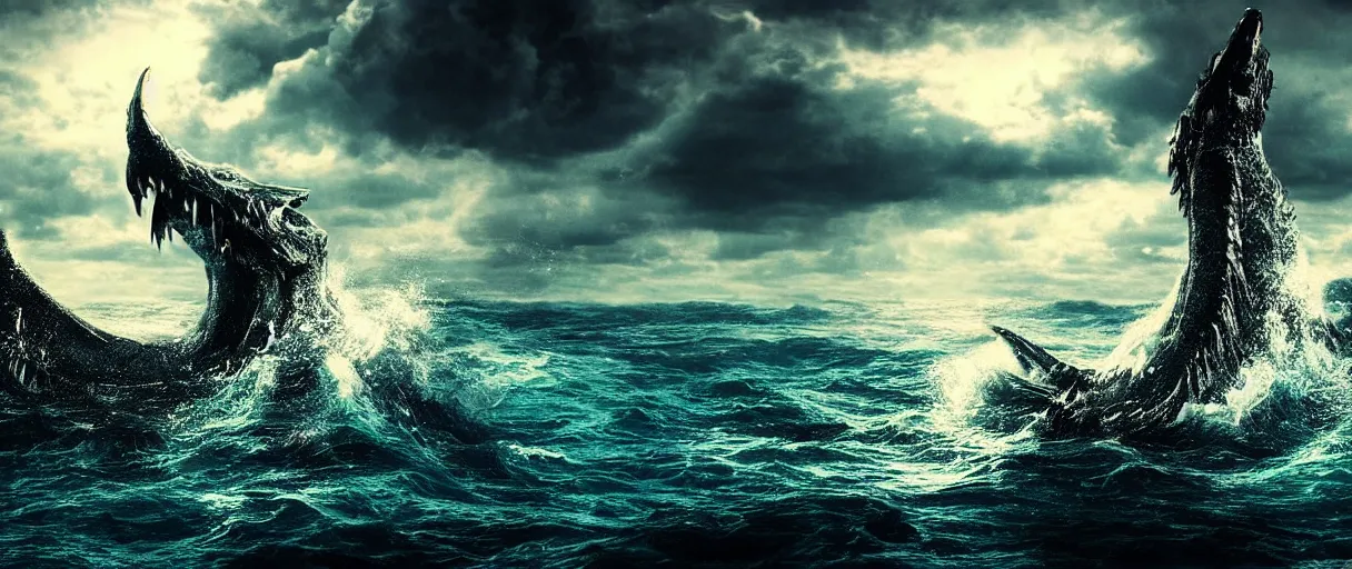 Image similar to ocean monster dramatic lighting cinematic extremely high detail foto realistic cinematic lighting post processed