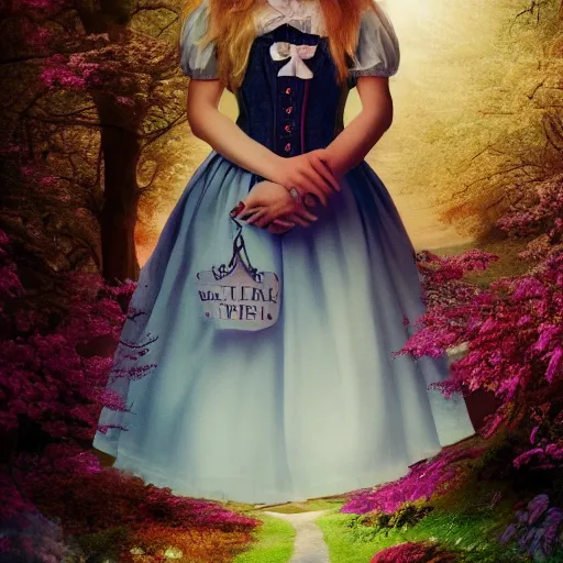 Prompt: beautiful portrait of alice in wonderland, age 3 5, atmospheric, 4 k