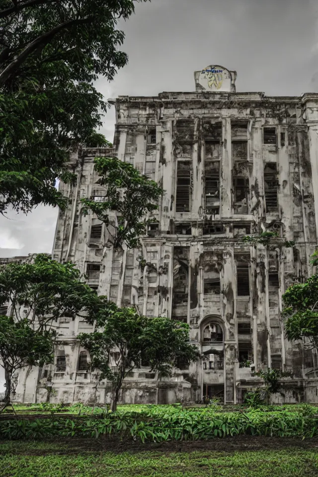 Image similar to a portrait of an abandoned de la salle university in the manila campus