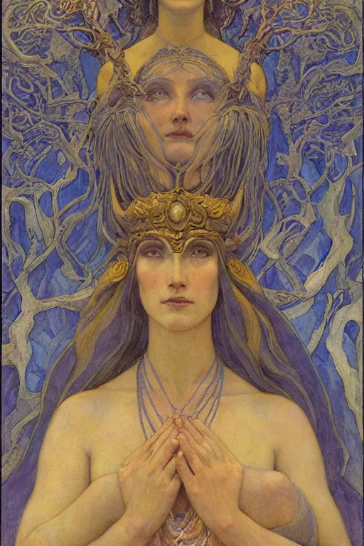 Prompt: goddess of the frozen earth, by Annie Swynnerton and Nicholas Roerich and jean delville, dramatic cinematic lighting , ornate headdress , flowing robes, lost civilizations, smooth, sharp focus, extremely detailed