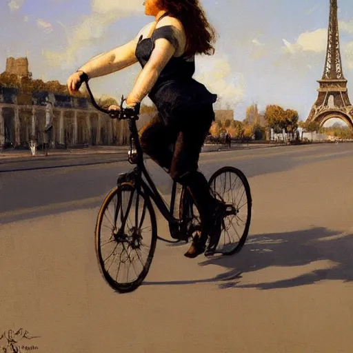 Image similar to young bernedoodle as on a bike in paris. art by greg rutkowski, gustave courbet, rosa bonheur, edward hopper. faithfully depicted, sharp focus, global illumination, radiant light, detailed and intricate environment, trending on artstation