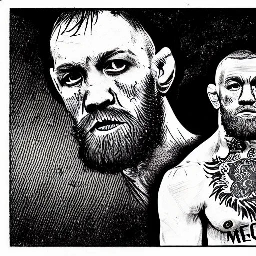 Prompt: conor mcgregor as a horror junji ito drawing