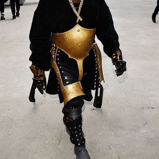 Prompt: kanye west wearing medieval armor