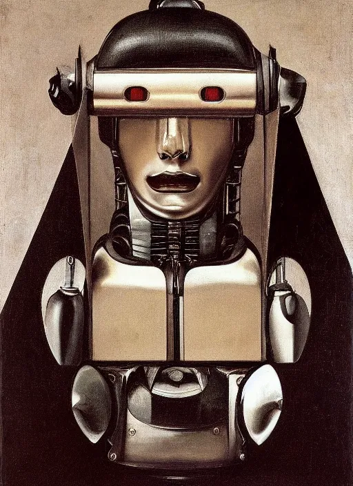 Image similar to a portrait of a robot by Caravaggio