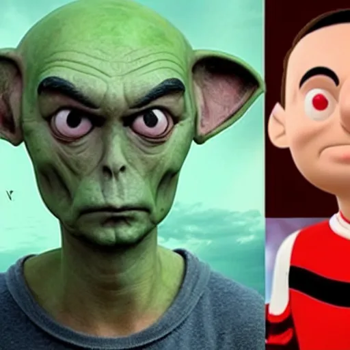 Prompt: paul the alien with sheldon cooper