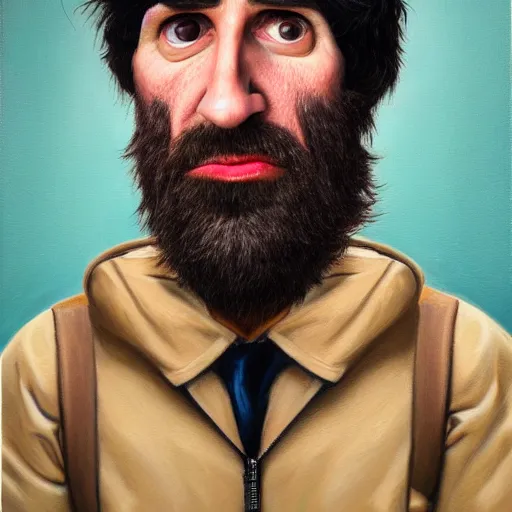 Prompt: Caricature portraits done of Gruff Rhys, realistic, hyperrealistic, very realistic, highly detailed, very detailed, extremely detailed, detailed, oil painting, digital art, trending on artstation