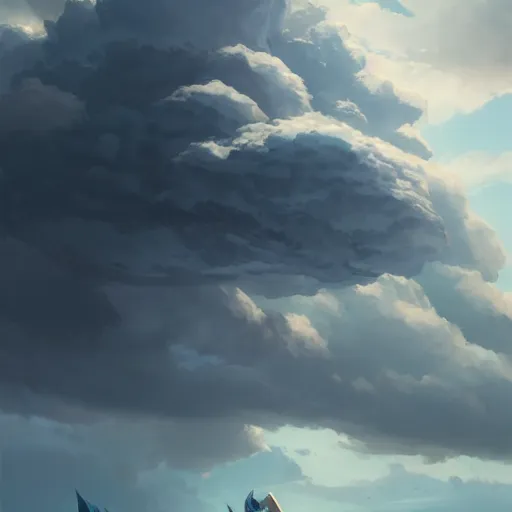 Prompt: thundercloud in a shape of cloud strife, trending on artstation, high contrast, highly detailed, epic, 4 k, artstation, greg rutkowski, makoto shinkai, beautiful sky